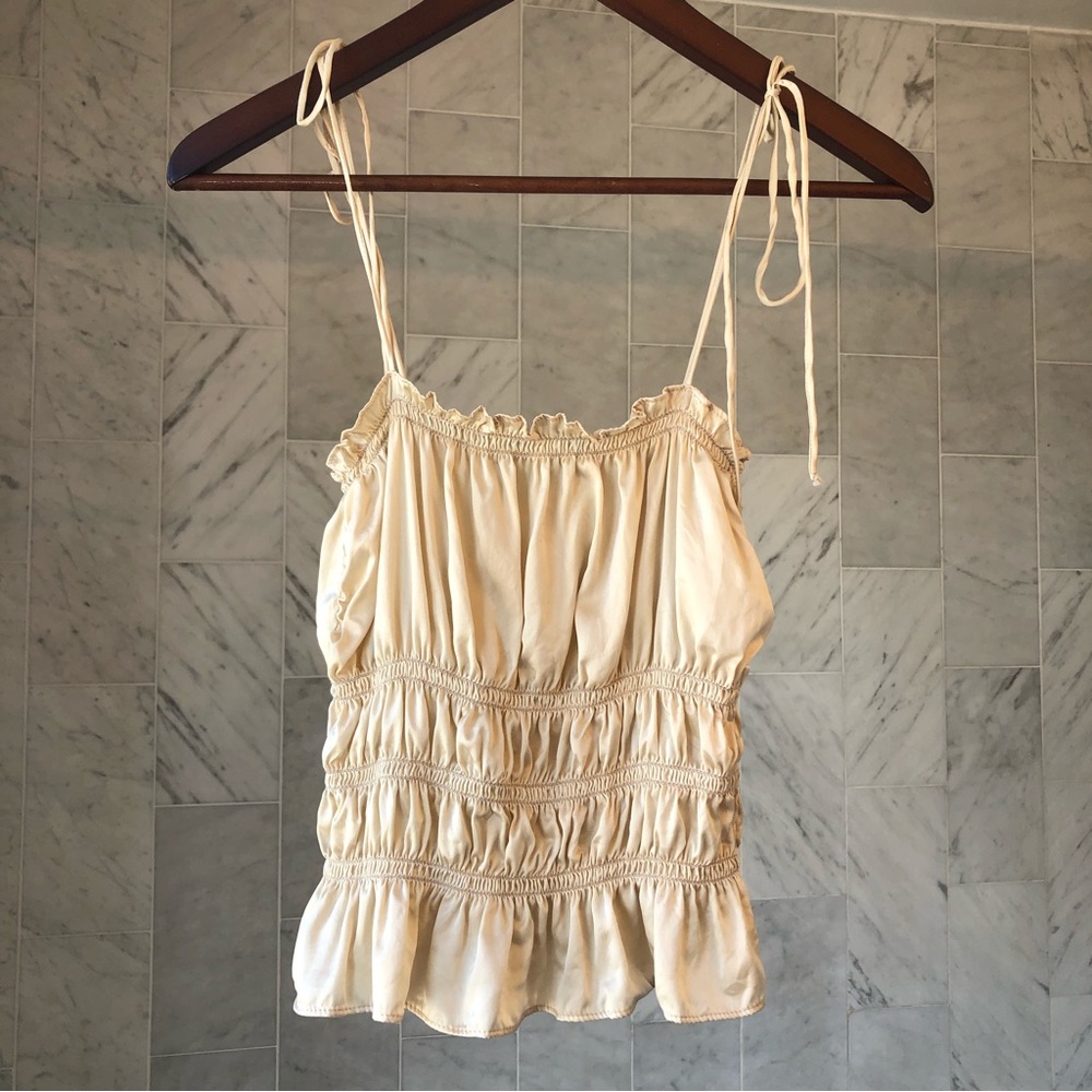 Reformation Silk Viviana Top Champagne size M Medium - Picture 4 of 13